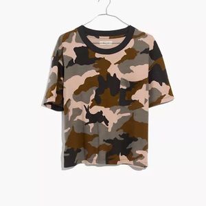 Madewell Crop Pocket Tee in Cottontail Camo. Boxy fit size small.